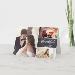 Horizontal Rustic wedding thank you photo collage Card