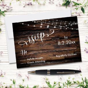 Horizontal Rustic Wood & Light Strings Event RSVP