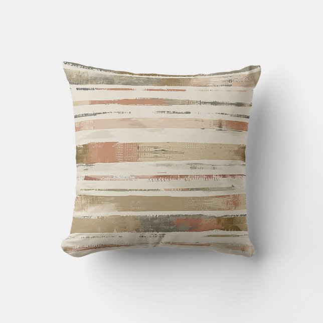 Horizontal sketch artistic lines orange brown cushion (Front)