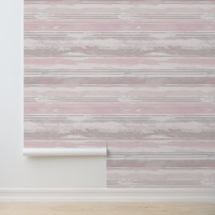 Horizontal sketched artistic lines pink colour ink wallpaper