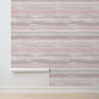 Horizontal sketched artistic lines pink colour ink wallpaper