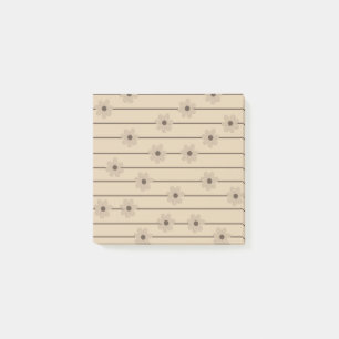 Horizontal Stripe Brown Khaki Flower Y2K Pattern Post-it Notes