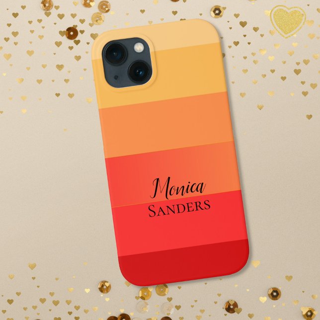  Horizontal Stripe orange Monogram  iPhone Case (Creator Uploaded)