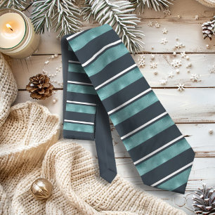 Horizontal Stripe Pattern Teal ID862 Tie