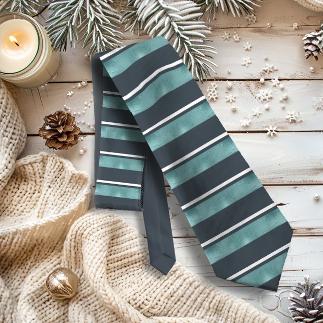 Horizontal Stripe Pattern Teal ID862 Tie (Creator Uploaded)