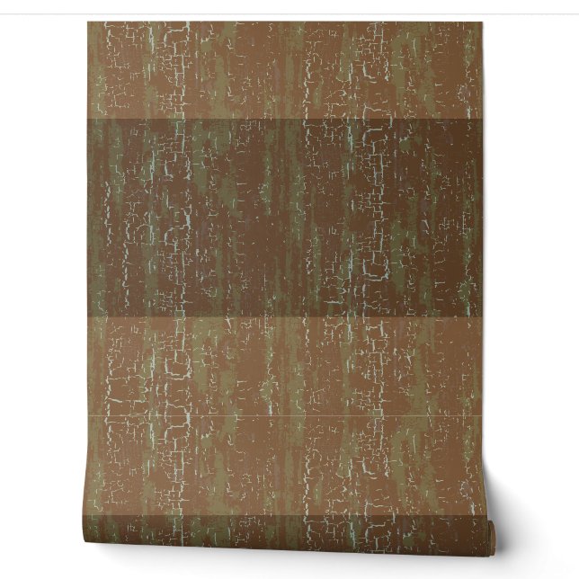 Horizontal Striped Crackle Texture Rust Sienna  Wallpaper (Unrolling)