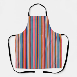 Horizontal stripes blue pink terracotta retro  apron