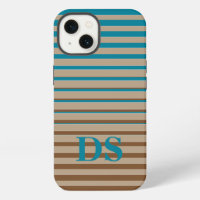 Horizontal Stripes Brown & Blue Monogram