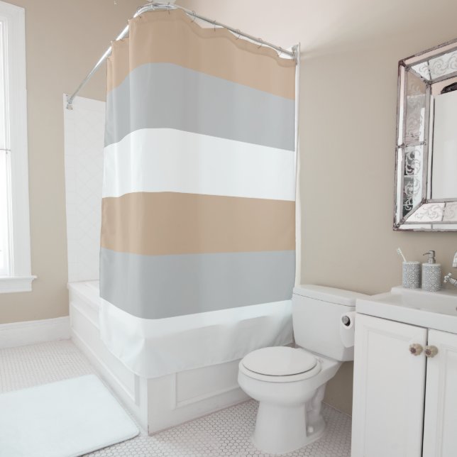 Horizontal Stripes Earth Tones Modern   Shower Curtain (In Situ)