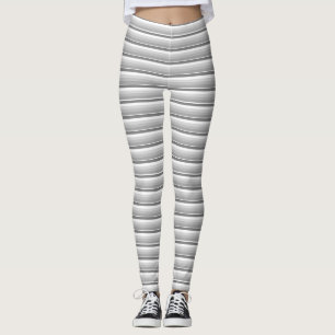 Horizontal Stripes Grey and White Pattern Leggings