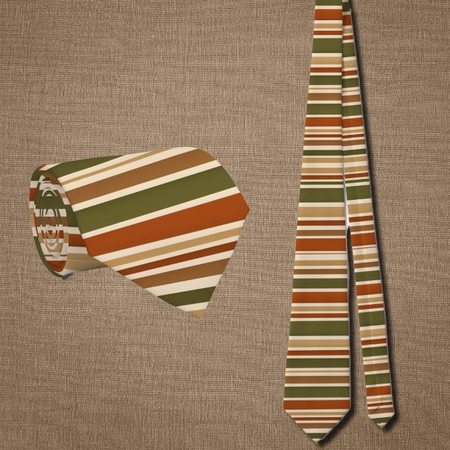 horizontal   stripes in  retro autumn mood  tie (Creator Uploaded)