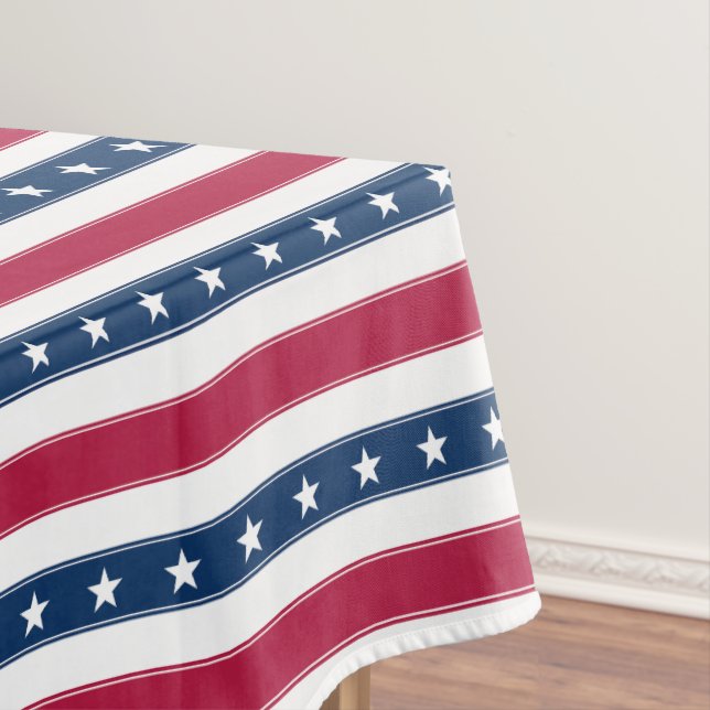 Horizontal Stripes & Stars (large scale) Tablecloth (In Situ)