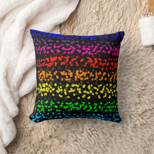 Horizontal stripes with dots in rainbow colors cushion