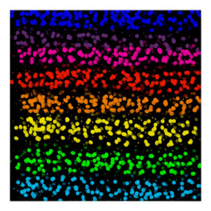 Horizontal stripes with dots in rainbow colors poster