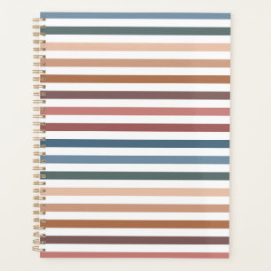Horizontal Terracotta and Teal Stripes Planner