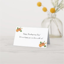 Horizontal Thanksgiving Folded Place Card
