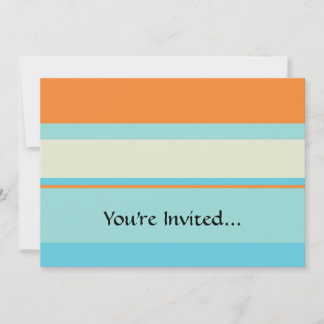 Horizontal Tonal Stripes in Soft Blue and Orange Invitation