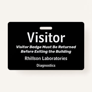 Horizontal Visitor Pass Black and White Design ID Badge