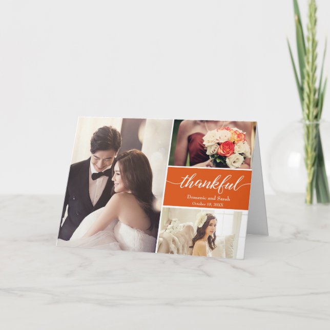 Horizontal wedding rust orange thank you rustic card (Front)
