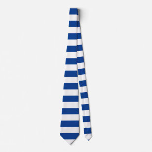 Horizontal Wide Blue Stripes on Custom Colour Tie