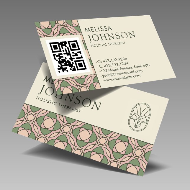 Horizontal Zen Holistic Health QR Code Business Card (Creator Uploaded)