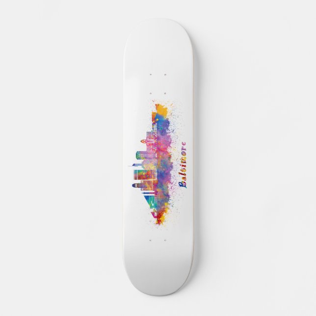horizonte baltimore acuarela skateboard (Front)
