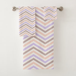 HorizonZigZag Blush Pink Lavender Bath Towel Set
