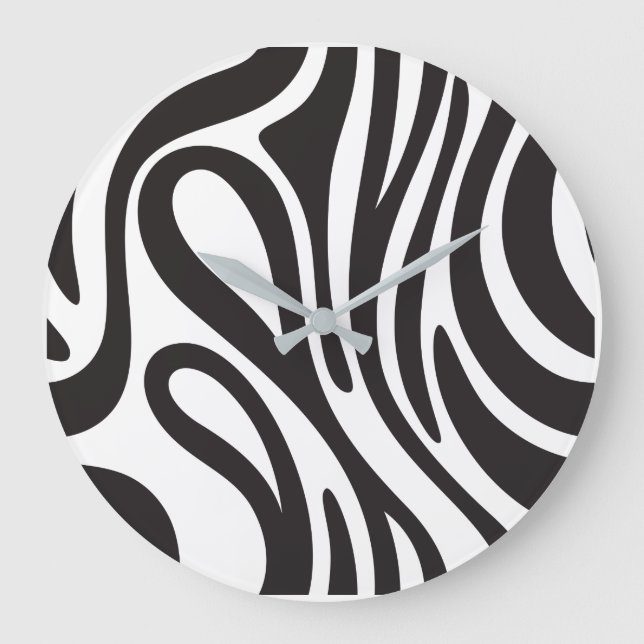 Horloge Effet Zèbre Africain.Nature et minimaliste Large Clock (Front)