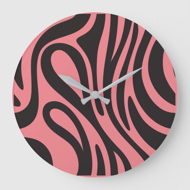 Horloge Effet Zèbre Africain.Nature et minimaliste Large Clock (Front)