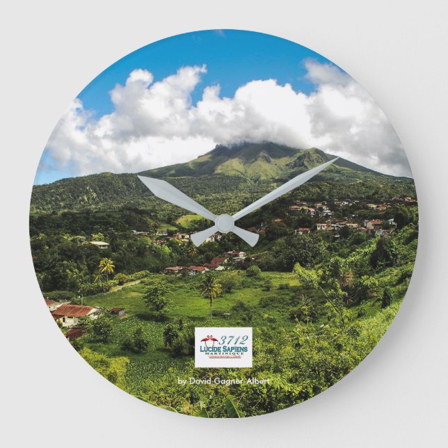 Horloge Montagne Pelée de Martinique Large Clock (Front)
