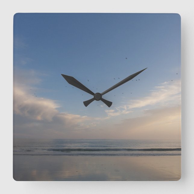 horloge plage crépuscule square wall clock (Front)