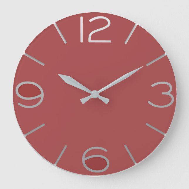 Horloge rouge à gros chiffre large clock (Front)