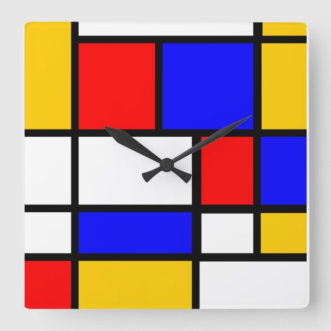 Horloge style Mondrian Square Wall Clock (Front)