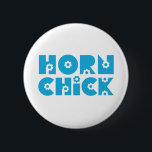 Horn Chick 6 Cm Round Badge<br><div class="desc">The horn adds a great sound to a marching band,  and our Horn Chick products make a great musician gift!</div>