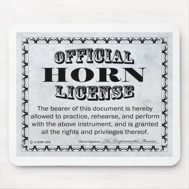 Horn License Mouse Mat (Front)