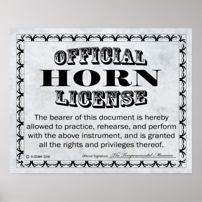 Horn License Poster (Front)