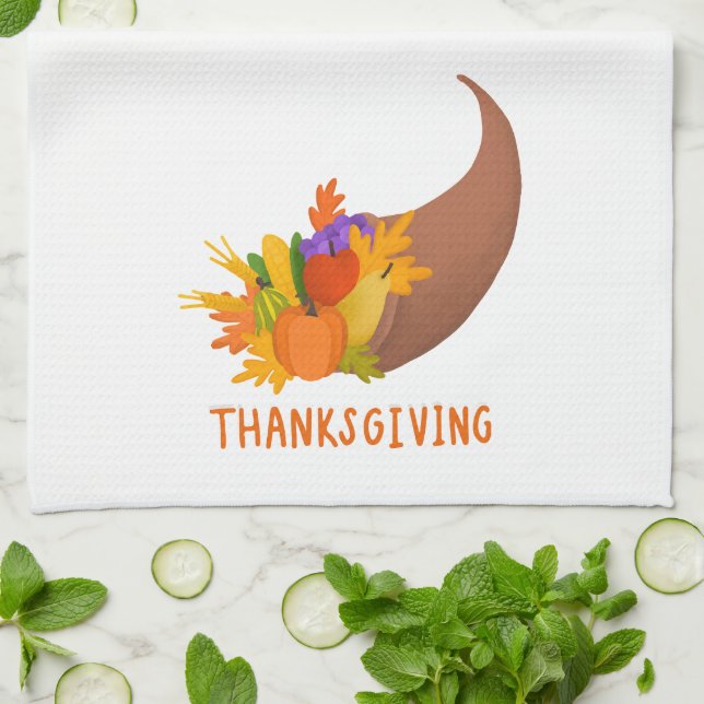 Horn Of Plenty Kitchen Towel (Folded)