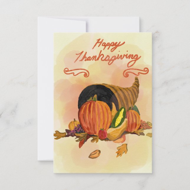Horn of Plenty Thanksgiving Card (Front)