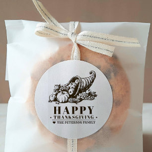 Horn of Plenty   Thanksgiving Classic Round Sticker