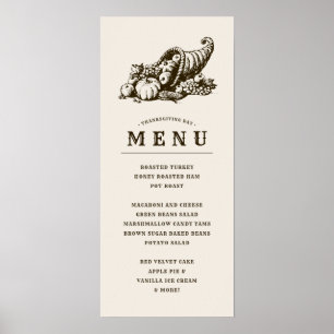 Horn of Plenty Thanksgiving Dinner Menu Poster
