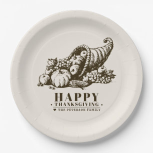 Horn of Plenty Thanksgiving Paper Plate