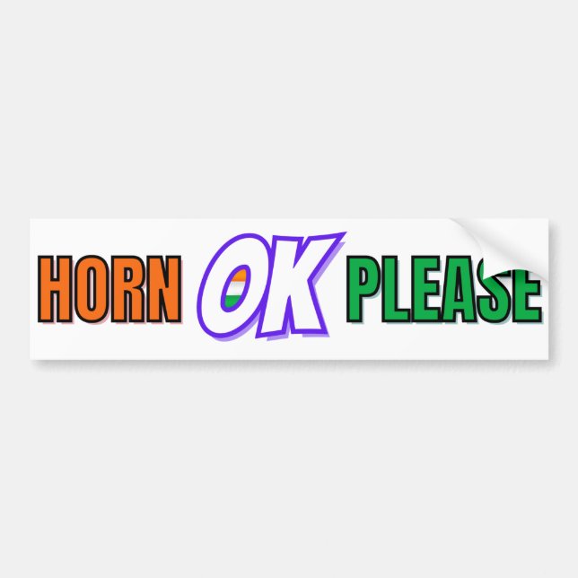 "Horn OK Please" Desi Truck Style Bumper Sticker (Front)