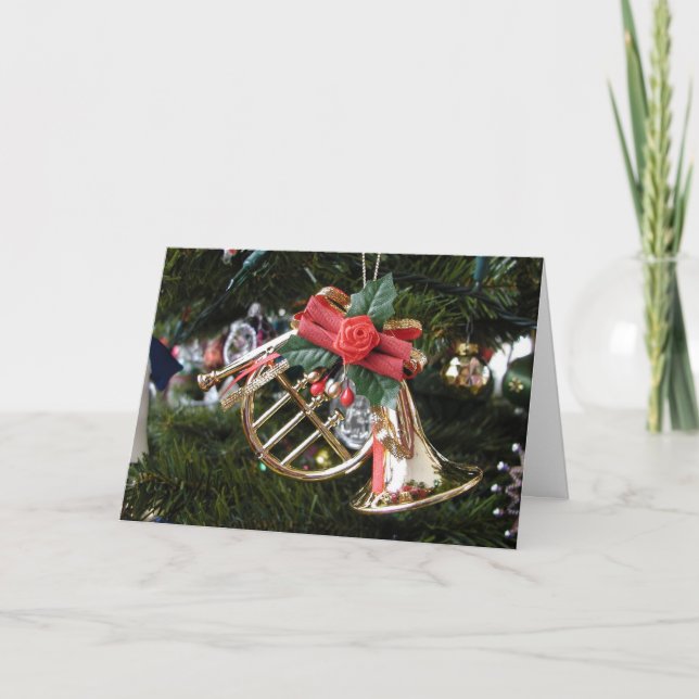 Horn Ornament Christmas Card (Front)