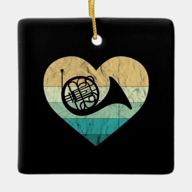 Horn Player Loves Horn French Horn Ceramic Ornament (Front)