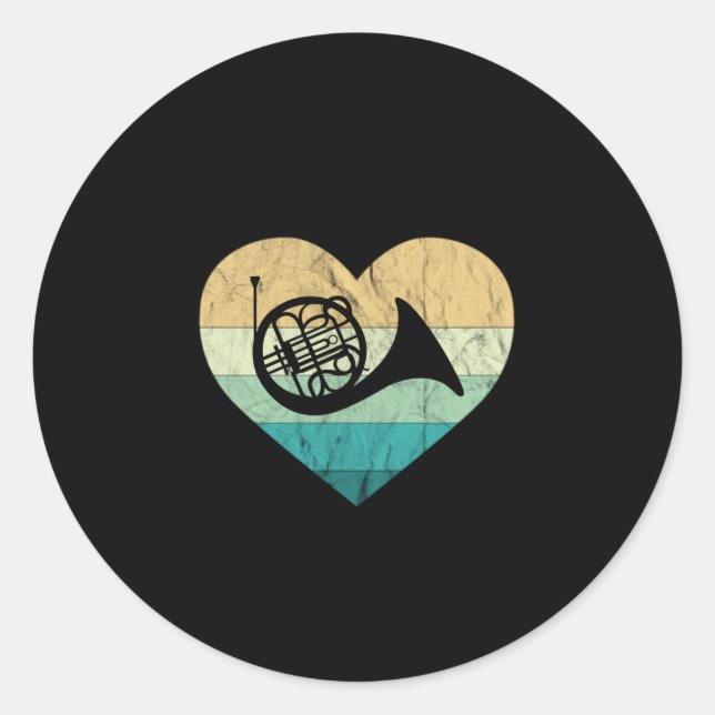 Horn Player Loves Horn French Horn Classic Round Sticker (Front)