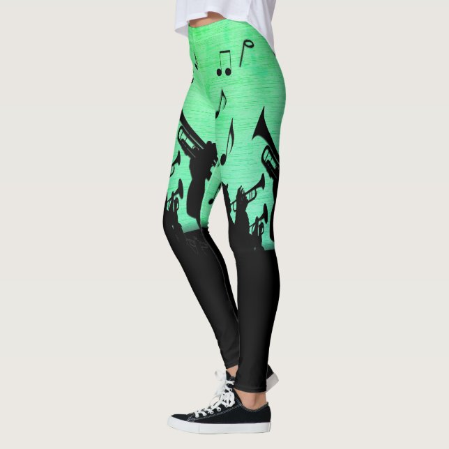 Horn Section Music Design Powder Green Leggings (Left)