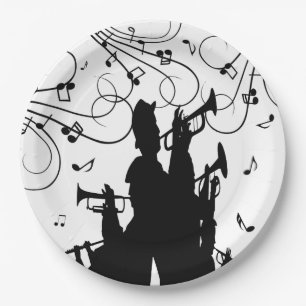 Horn Section Trumpet Jazz Music Paper Plate
