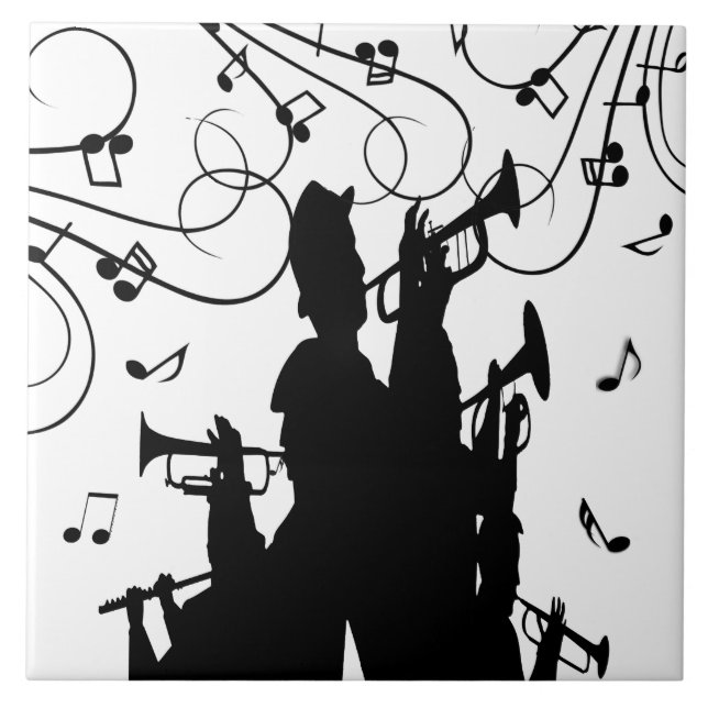 Horn Section Trumpet Jazz Music Tile (Front)