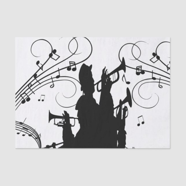 Horn Section Trumpet Jazz Music Tissue Paper (Front)