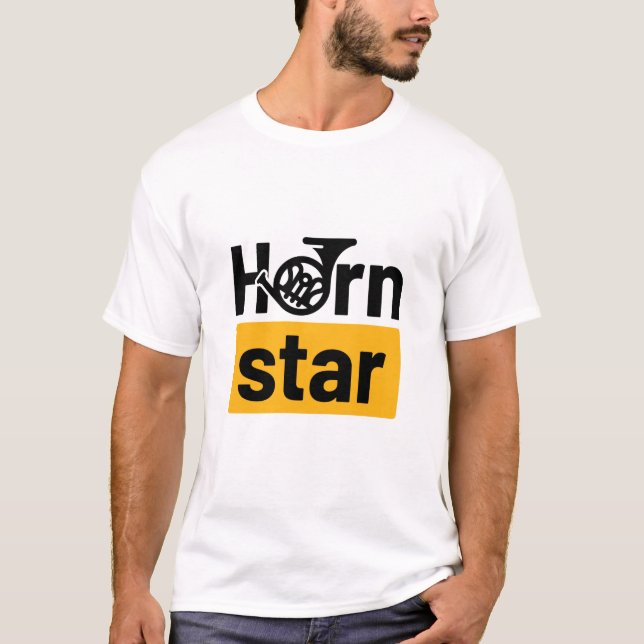 Horn Star Funny French Horn Musician T-Shirt (Front)